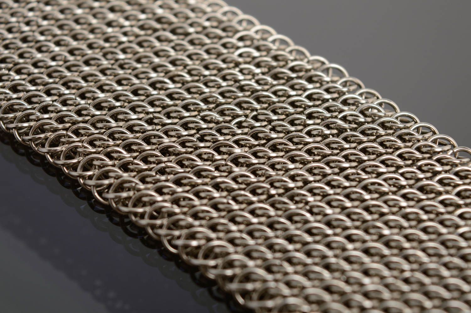 Браслет кольчужного плетения широкий металлический фото 5