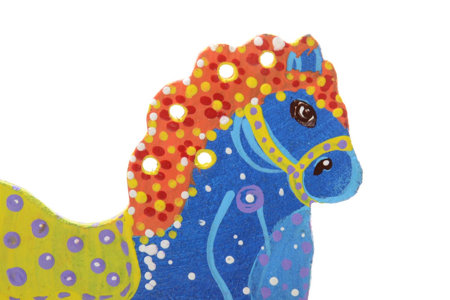 Spielzeug Pferd auf Rädern schön handmade in Blau klein grell für Kleinkinder foto 3