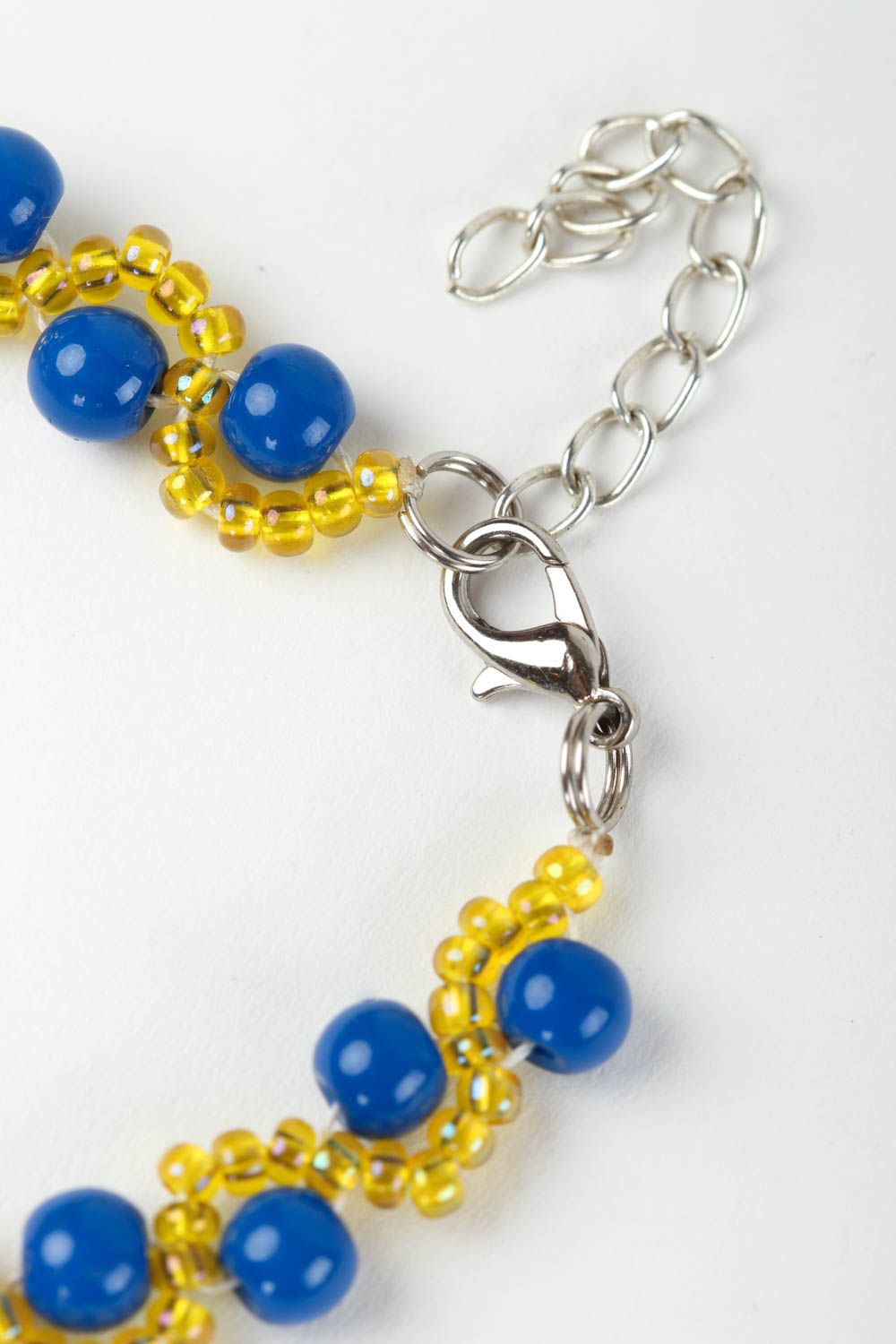 Bracelet en pierres Bijou fait main agate bleu Accessoire femme original photo 4