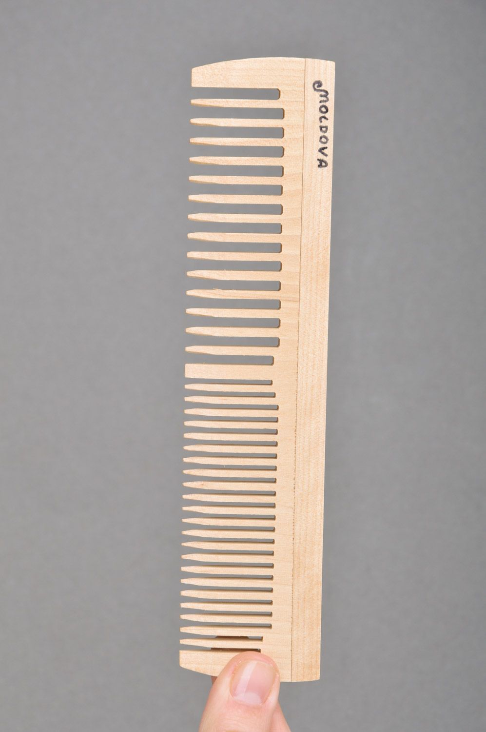 Handmade large wooden comb for hair made of natural material photo 3