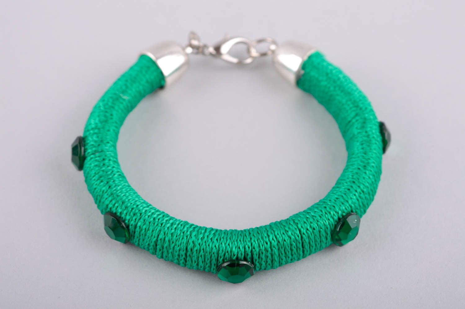 Bracelet fils strass Bijou fait main design original vert Cadeau femme photo 2