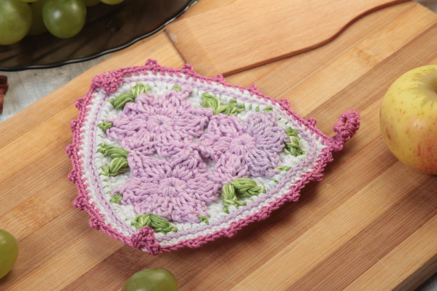 Manique au crochet faite main Textile de cuisine triangulaire Accessoire cuisine photo 1