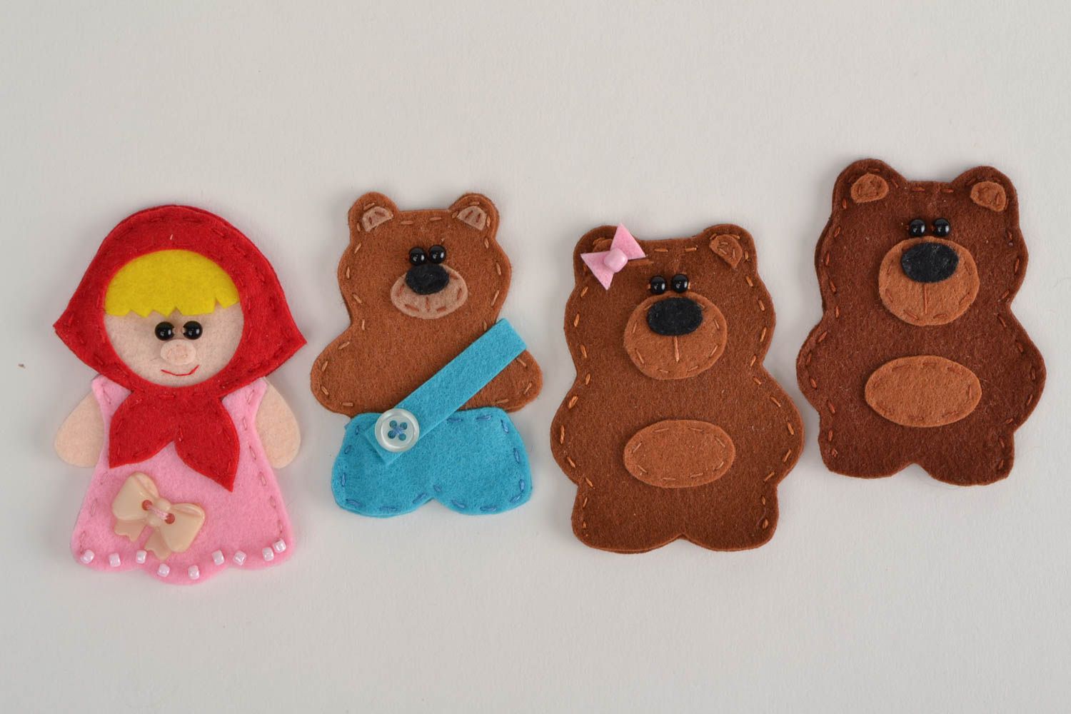 Marionnettes à doigt faites main trois ours jouet d'éveil original en feutre photo 4