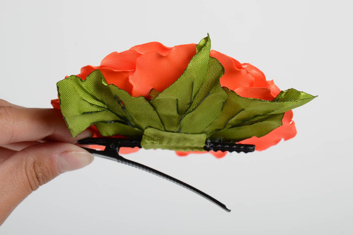 Handmade Blumen Haarspange Geschenk für Frauen Haarspange mit Blume Mohn rot foto 5