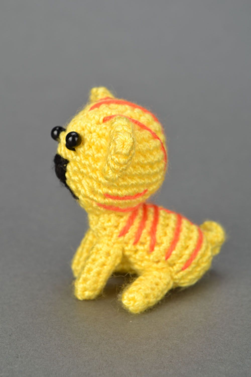 Jouet tricot au crochet Chaton jaune photo 4
