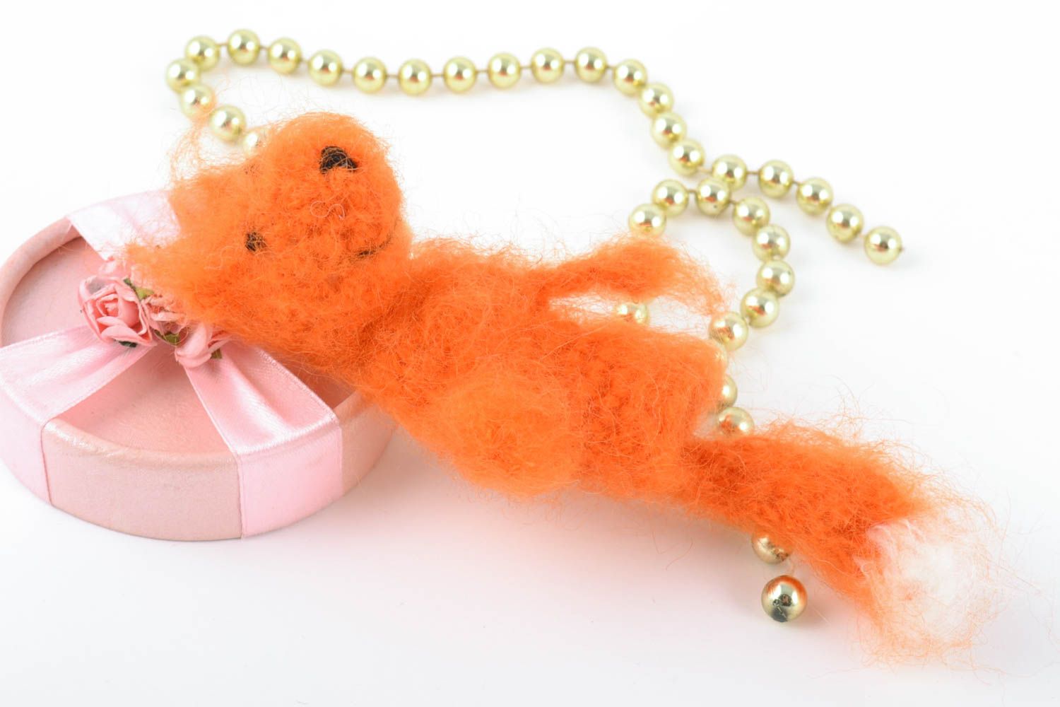 Finger Spielzeug aus Wolle Finger Puppe handmade Fuchs für Kinder klein foto 1