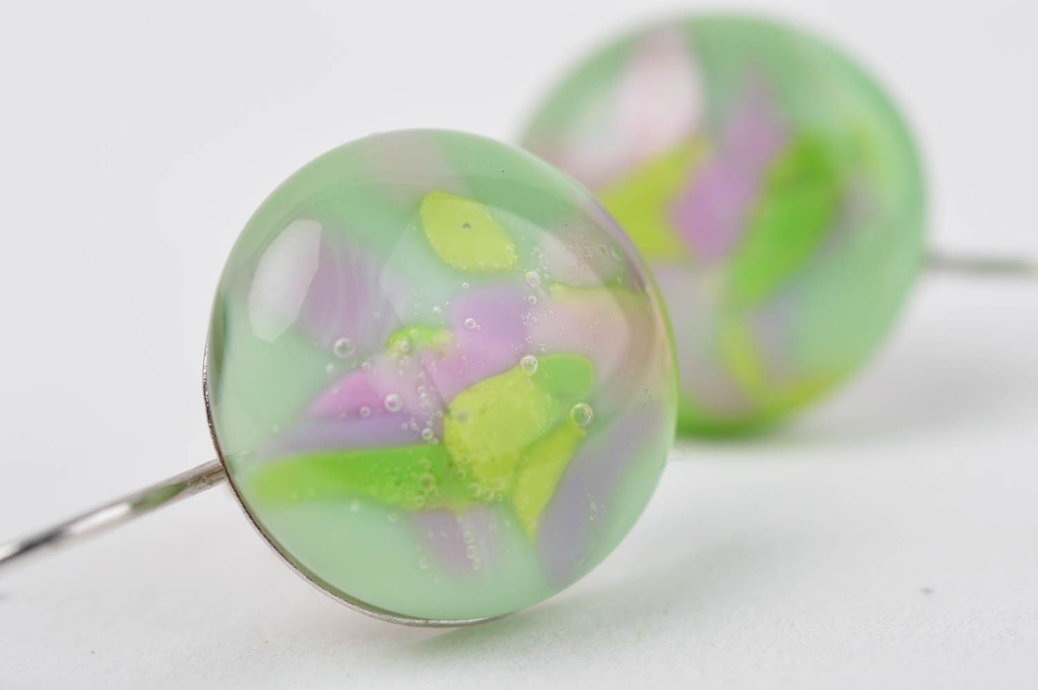 Handmade grüne Glas Ohrringe Designer Schmuck Accessoire für Frauen Fusing foto 5