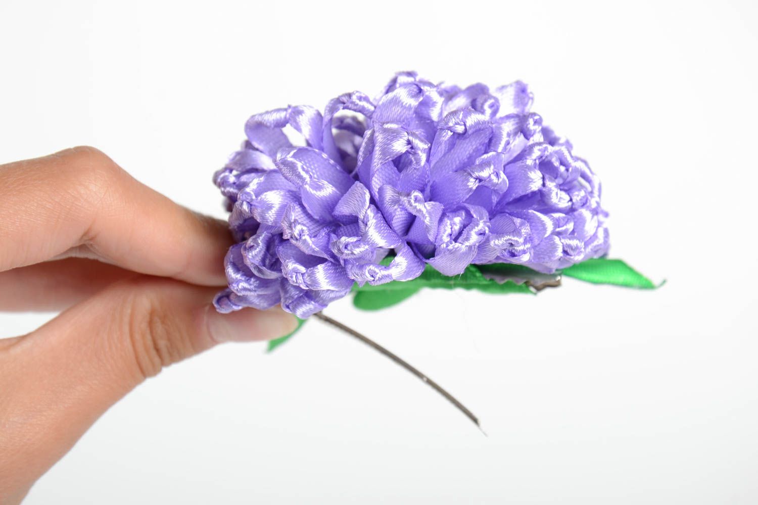 Handmade designer hair clip lilac beautiful accessory for hair cute hair clip photo 5
