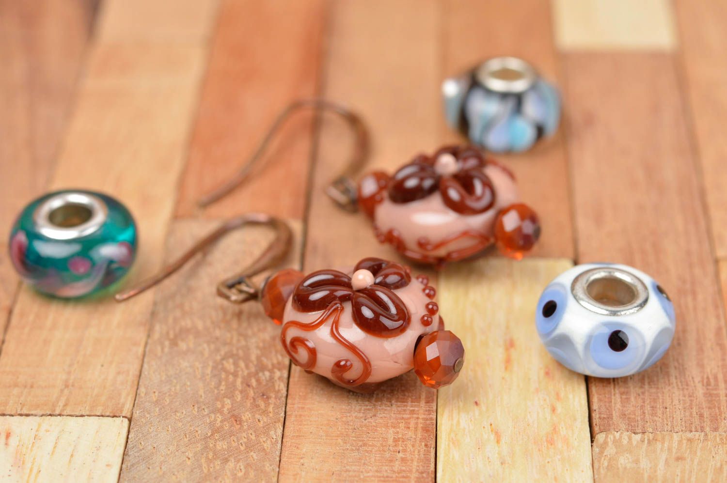 Glass earrings handmade jewelry glass earrings with charms women accessory photo 1