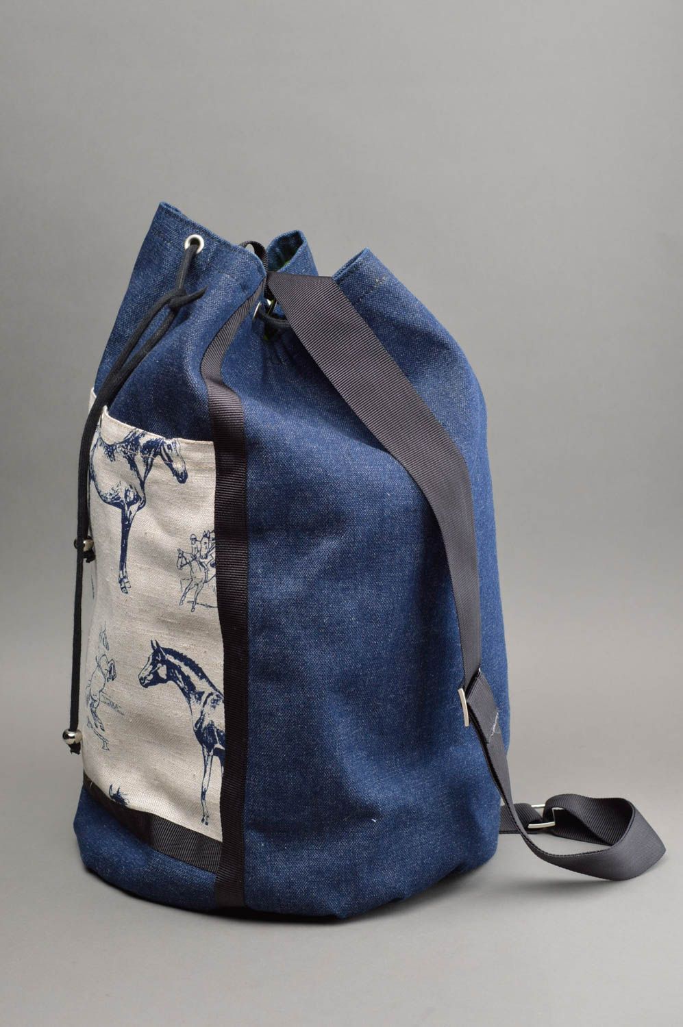 Sac à dos fait main Sac tendance en lin coton et synthétique Cadeau original photo 2