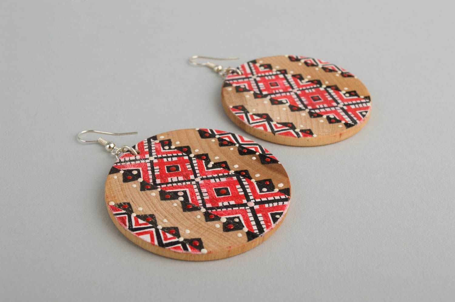 Stylish earrings handmade jewelry wooden jewelry designer accessories gift ideas photo 5