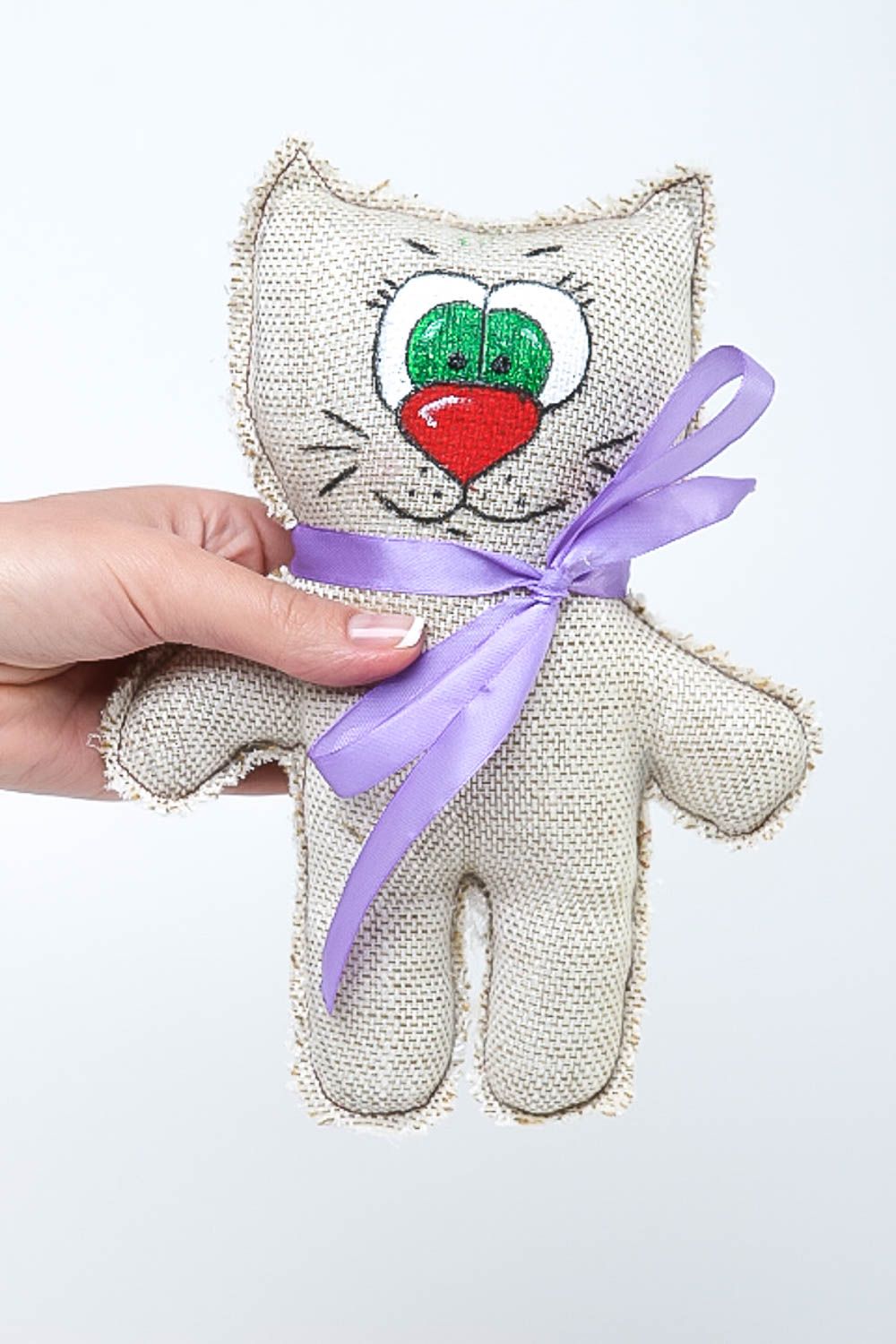 Декор для детской игрушка ручной работы интерьерная игрушка с фиолетовым бантом фото 5