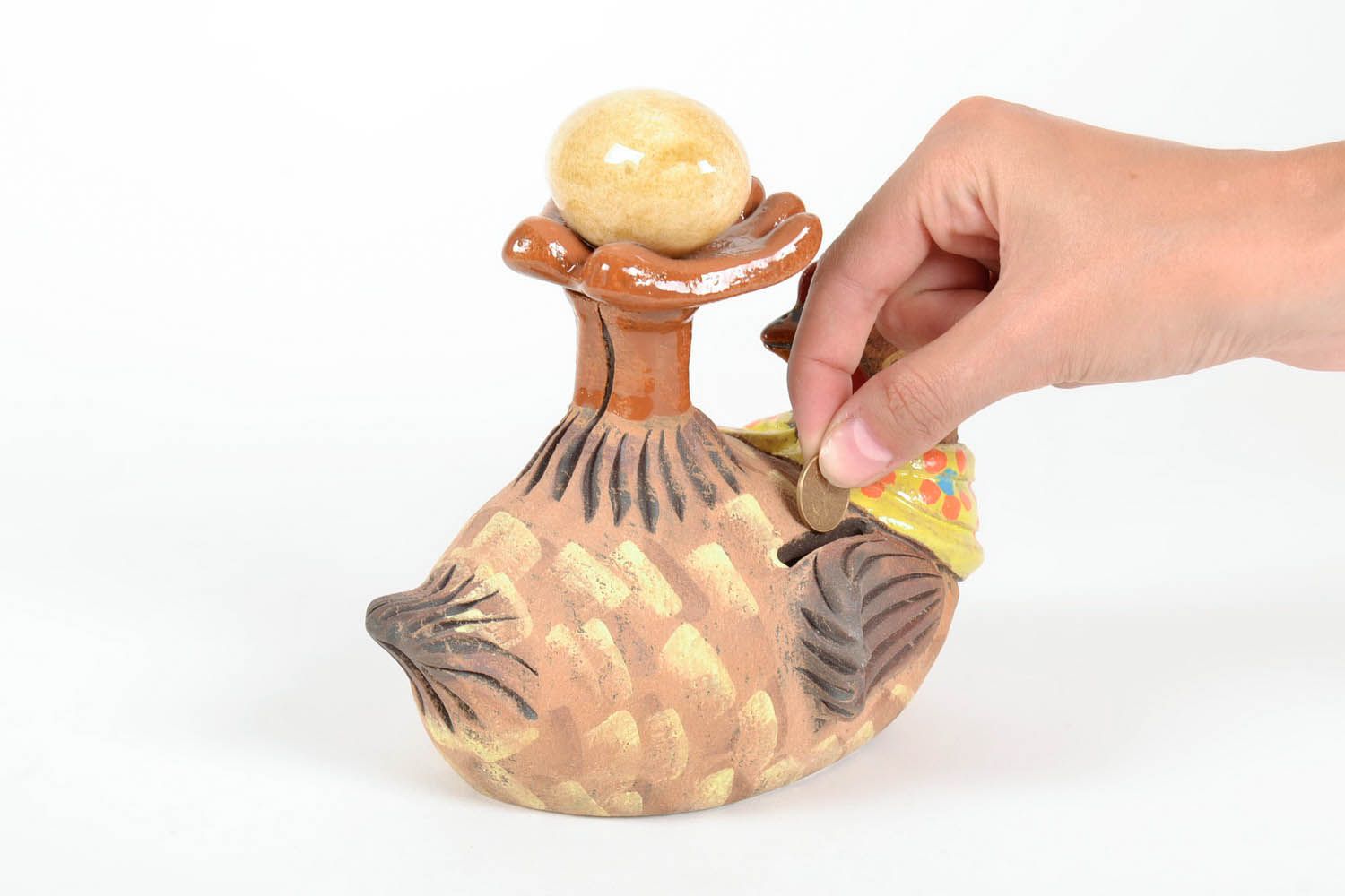 Tirelire en céramique Poule avec un œuf faite main photo 5