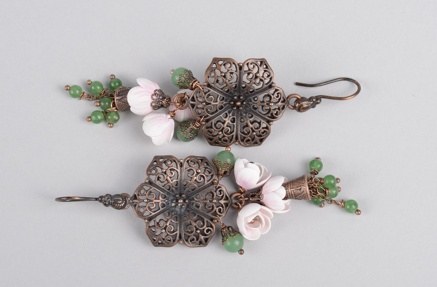 Damen Ohrringe handmade Designer Schmuck Accessoires für Frauen groß mit Blumen foto 3