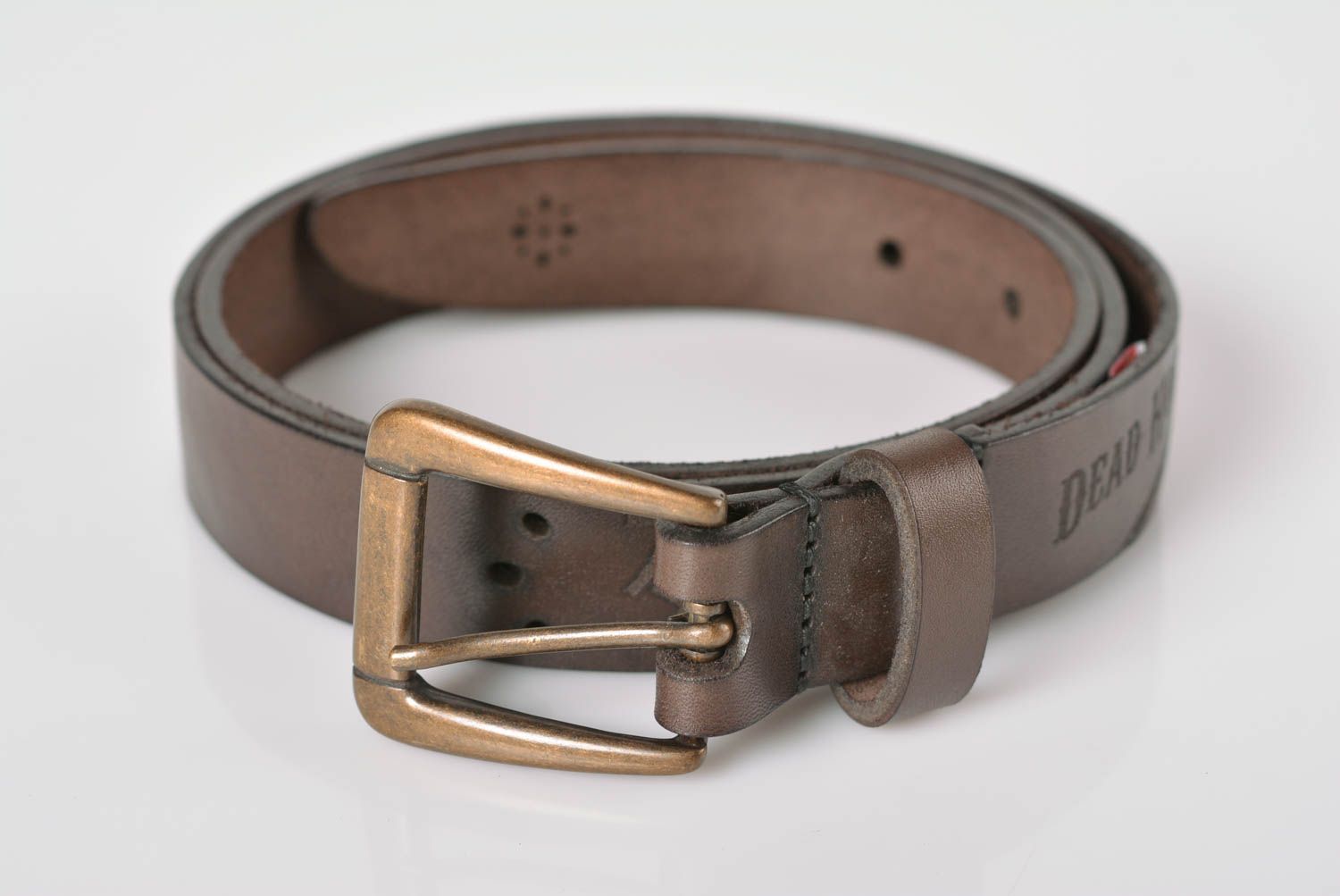 Cinturón de cuero artesanal ropa masculina original accesorio de moda bonito foto 1