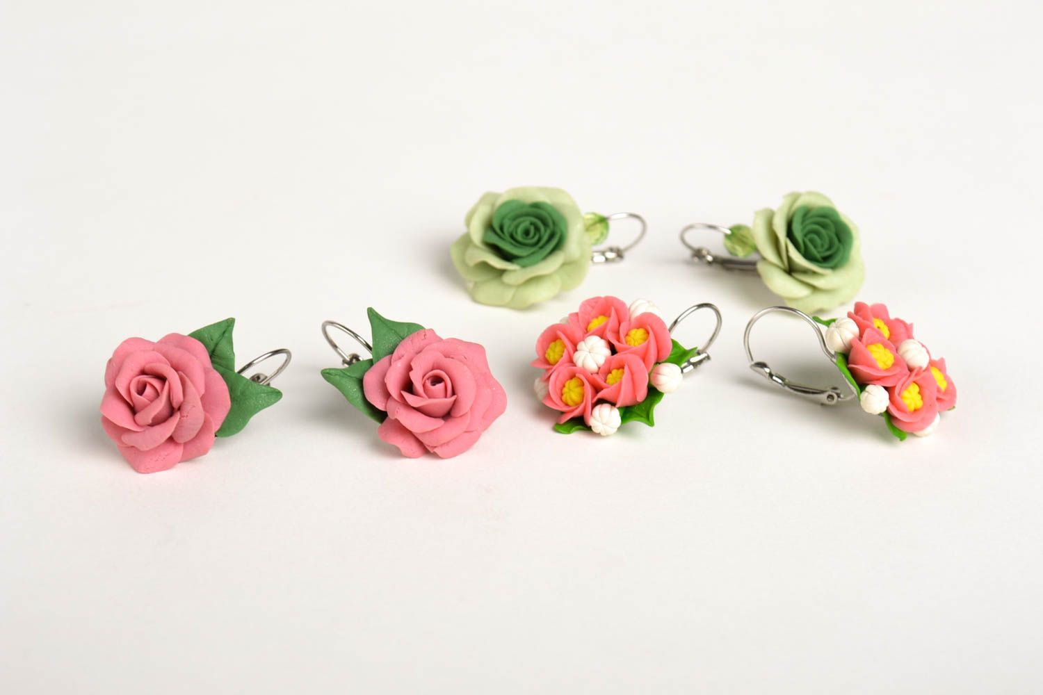 Flower earrings handmade designer earrings molded porcelain earrings for women photo 2