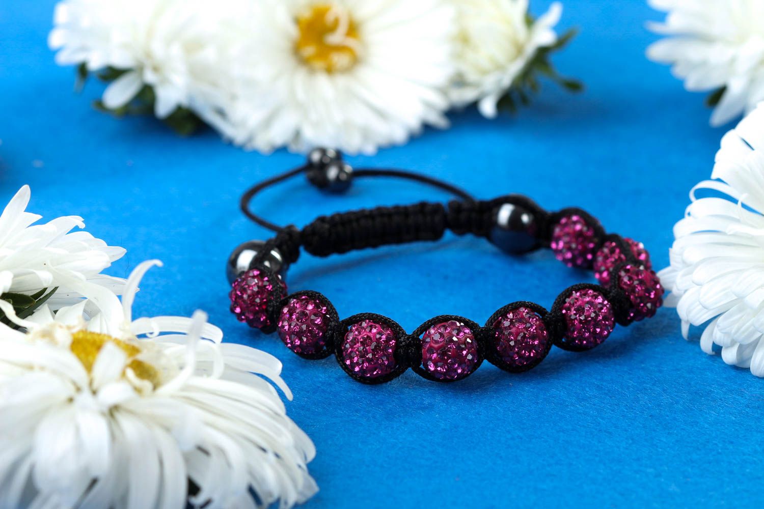 Bracelet rose Bijou fait main perles fantaisie hématite Cadeau pour femme photo 1
