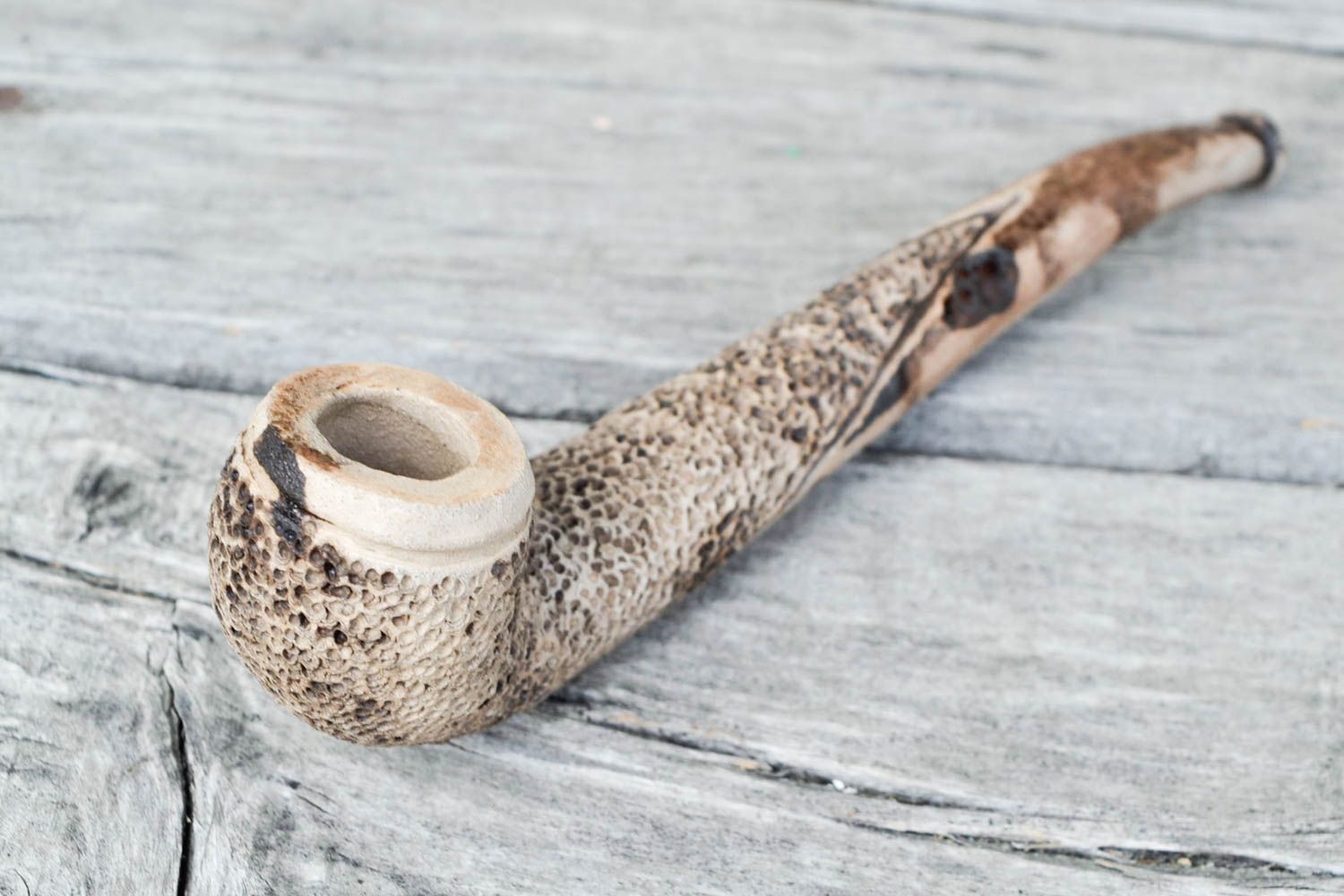 Pipa para tabaco de barro hecha a mano accesorio para fumar decoración de casa foto 1