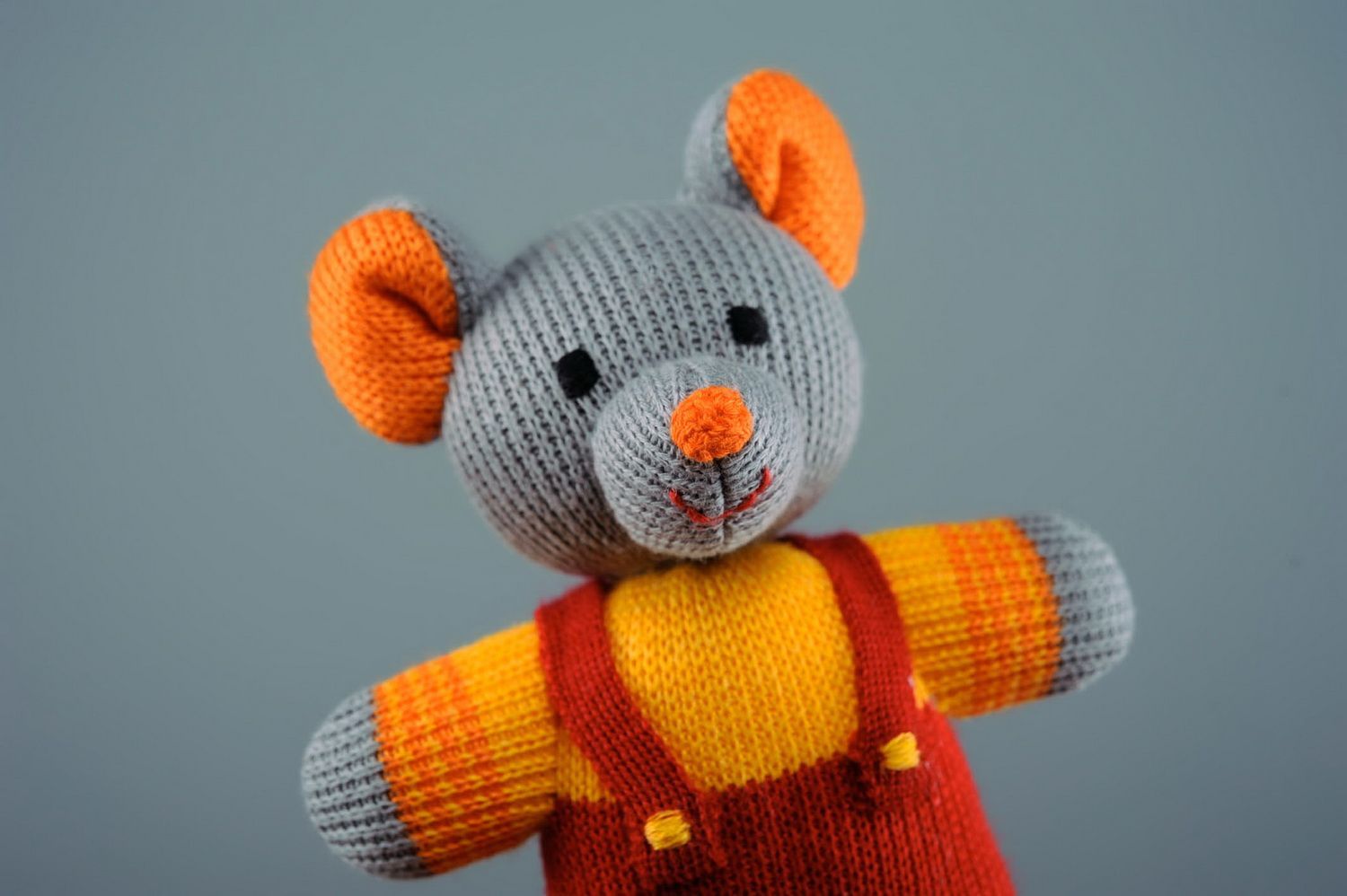 Soft knitted doll Mouse Kuzia photo 4