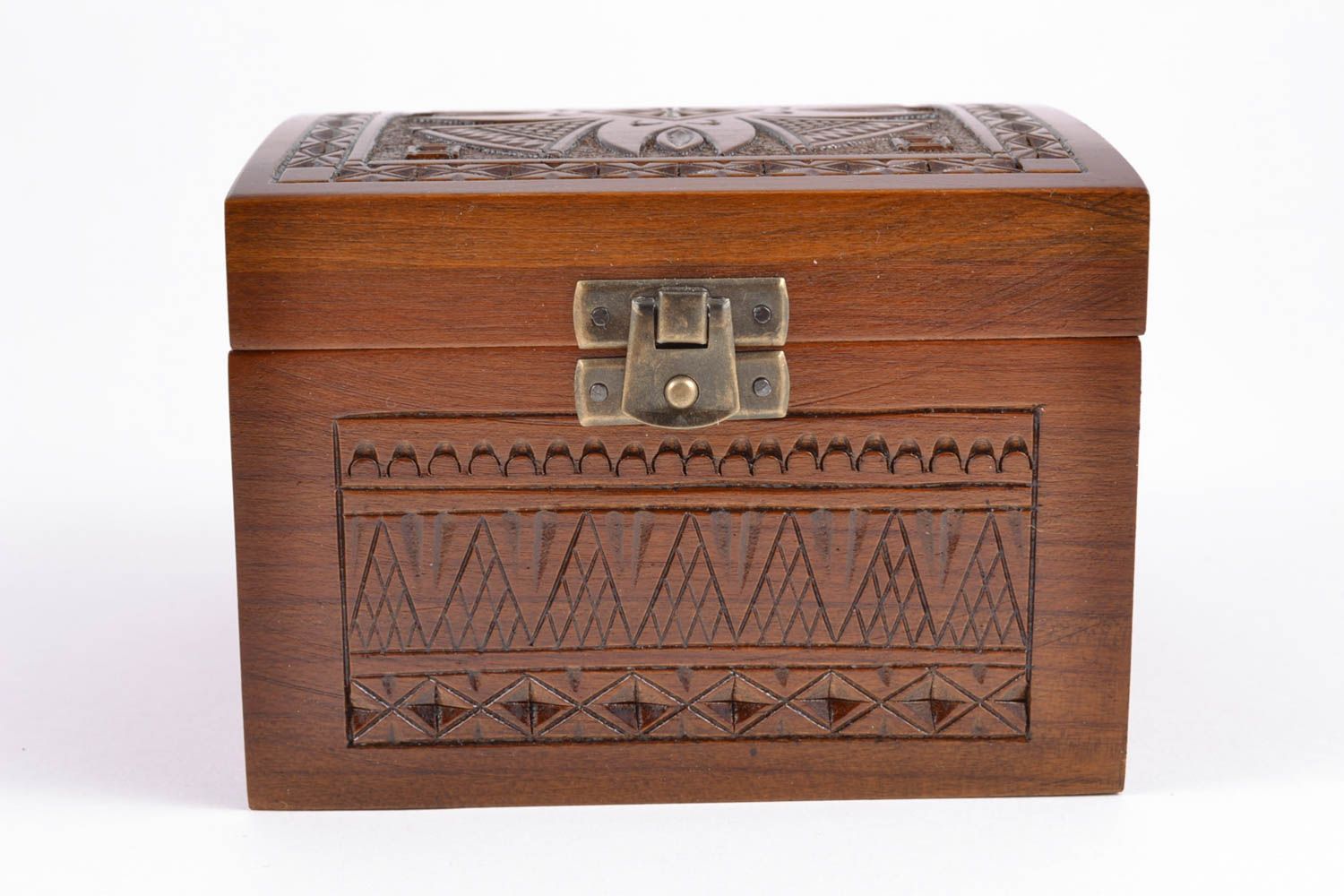 Handmade carved wooden jewelry box photo 4