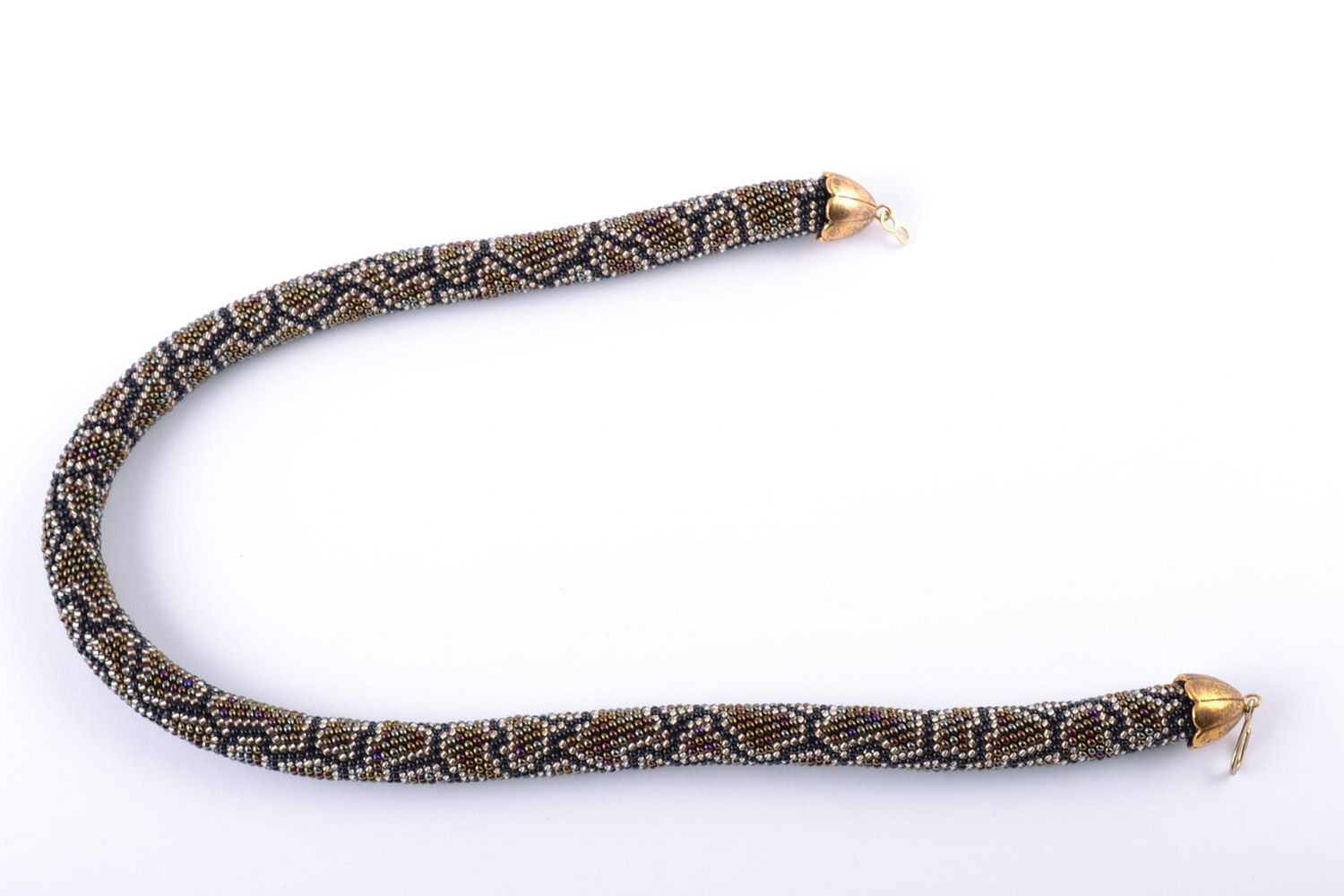 Collier spiral en perles de rocaille de créateur fait main motif serpent photo 4