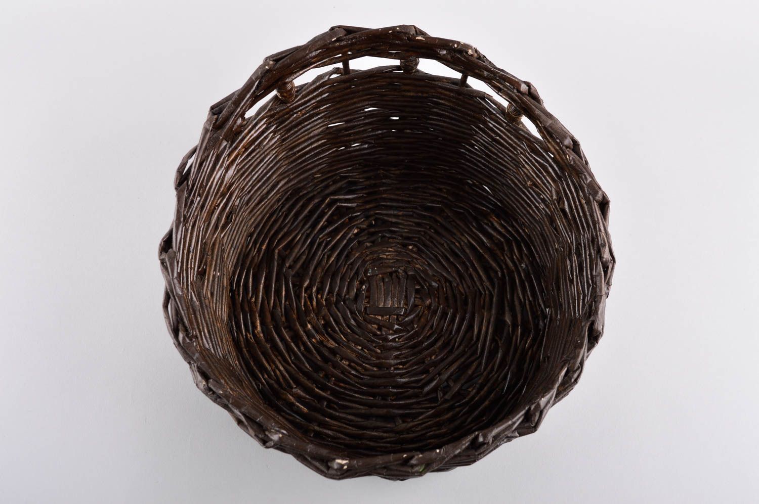Handmade decorative basket unusual woven paper basket stylish interior decor photo 4