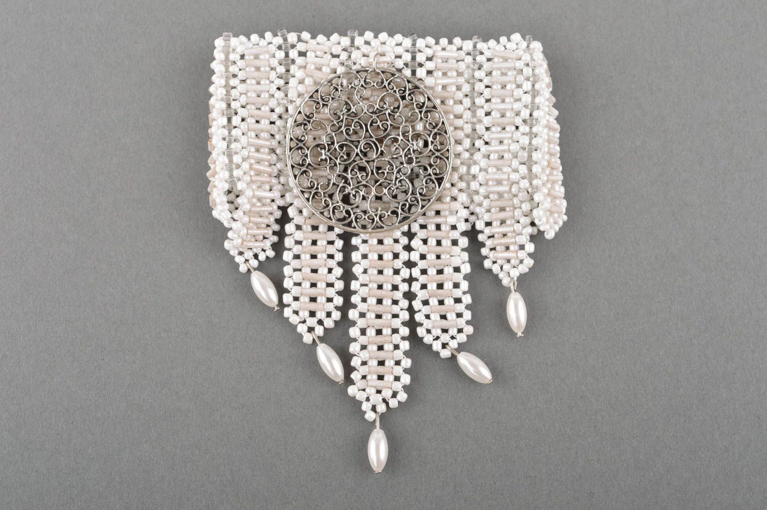 Set bianco fatto a mano di collana e bracciale kit di accessori di perline foto 5