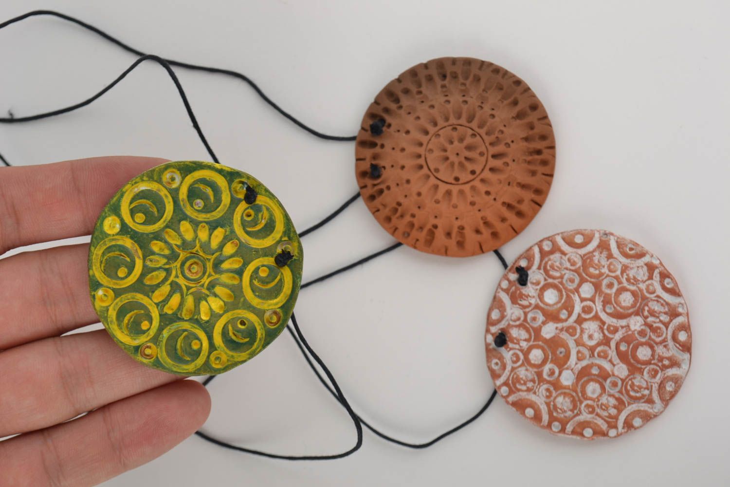 Unusual clay pendant handmade ceramic pendants 3 bright accessories gift photo 4