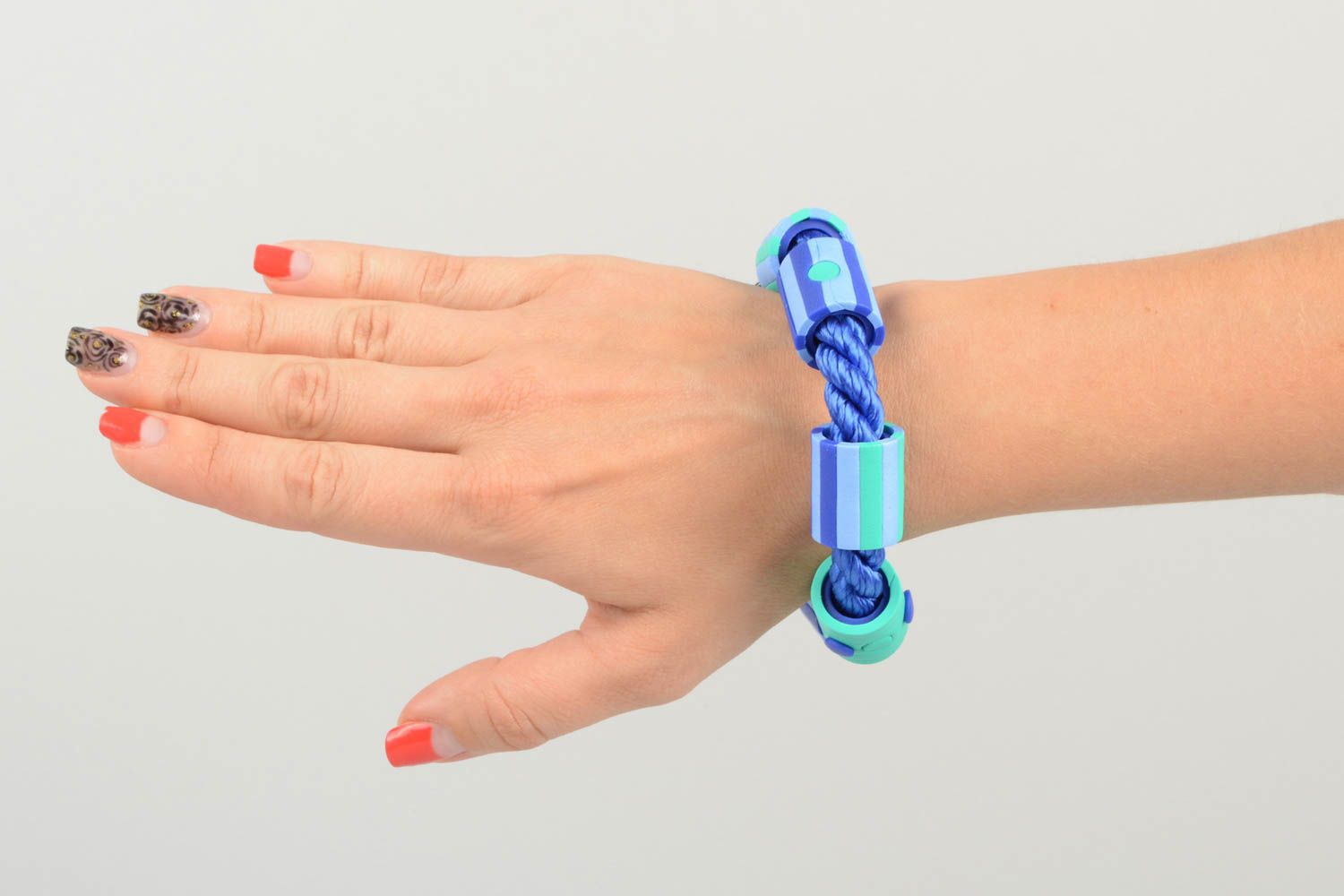 Pulsera de moda hecha a mano color azul accesorio para mujeres regalo original foto 5