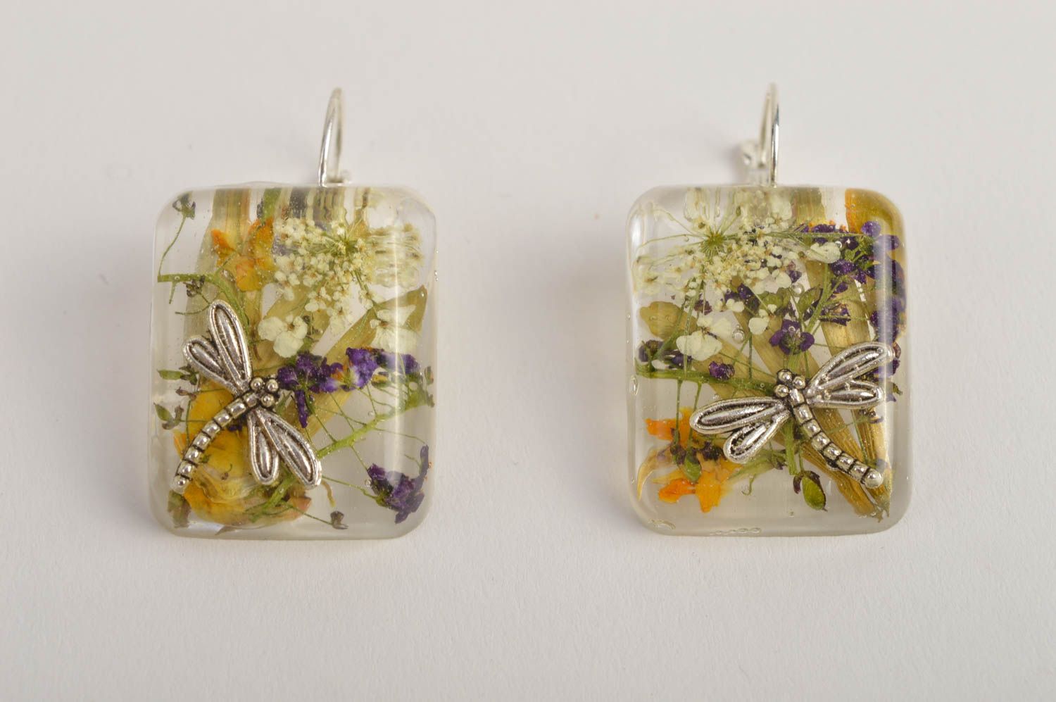 Handmade Blumen Ohrringe Schmuck Ohrhänger Accessoire für Frauen rechteckig foto 2