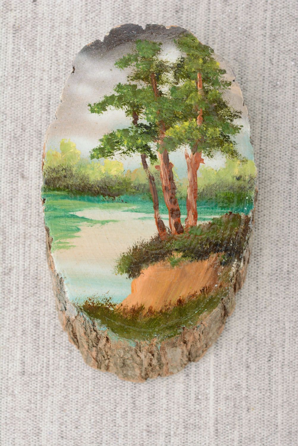 Painting on a cut of tree At the Precipice photo 3