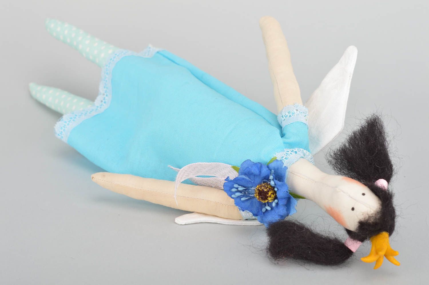 Beautiful unusual cute handmade soft toy in shape of fairy made of cotton photo 2