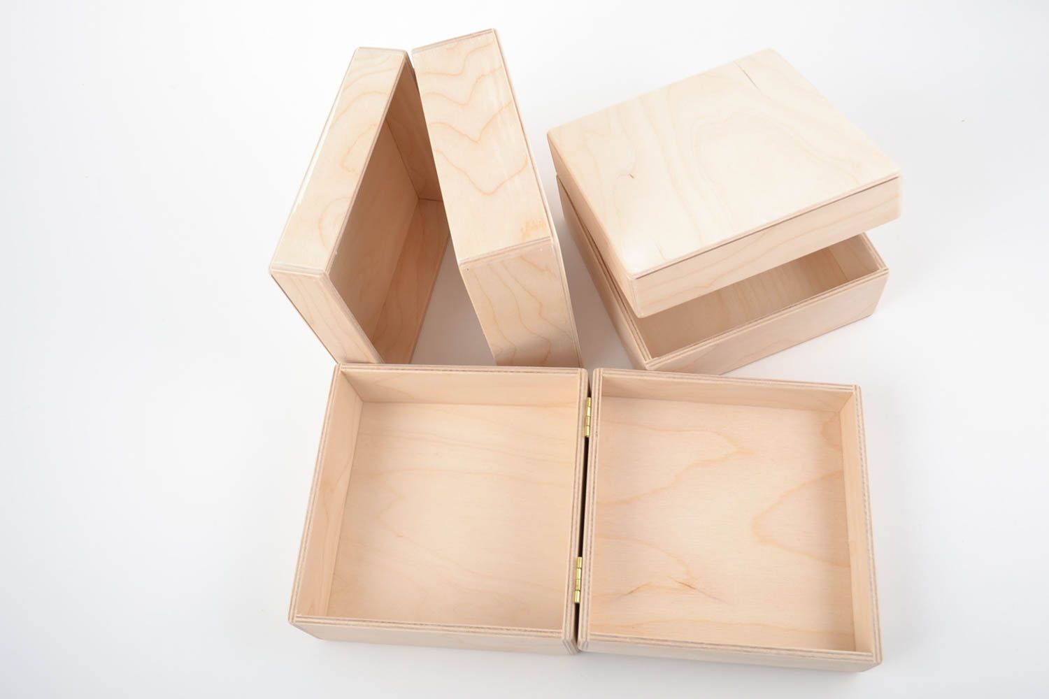 Ensemble de 3 boîtes carrées en bois pour serviettage ou peinture faites main photo 2