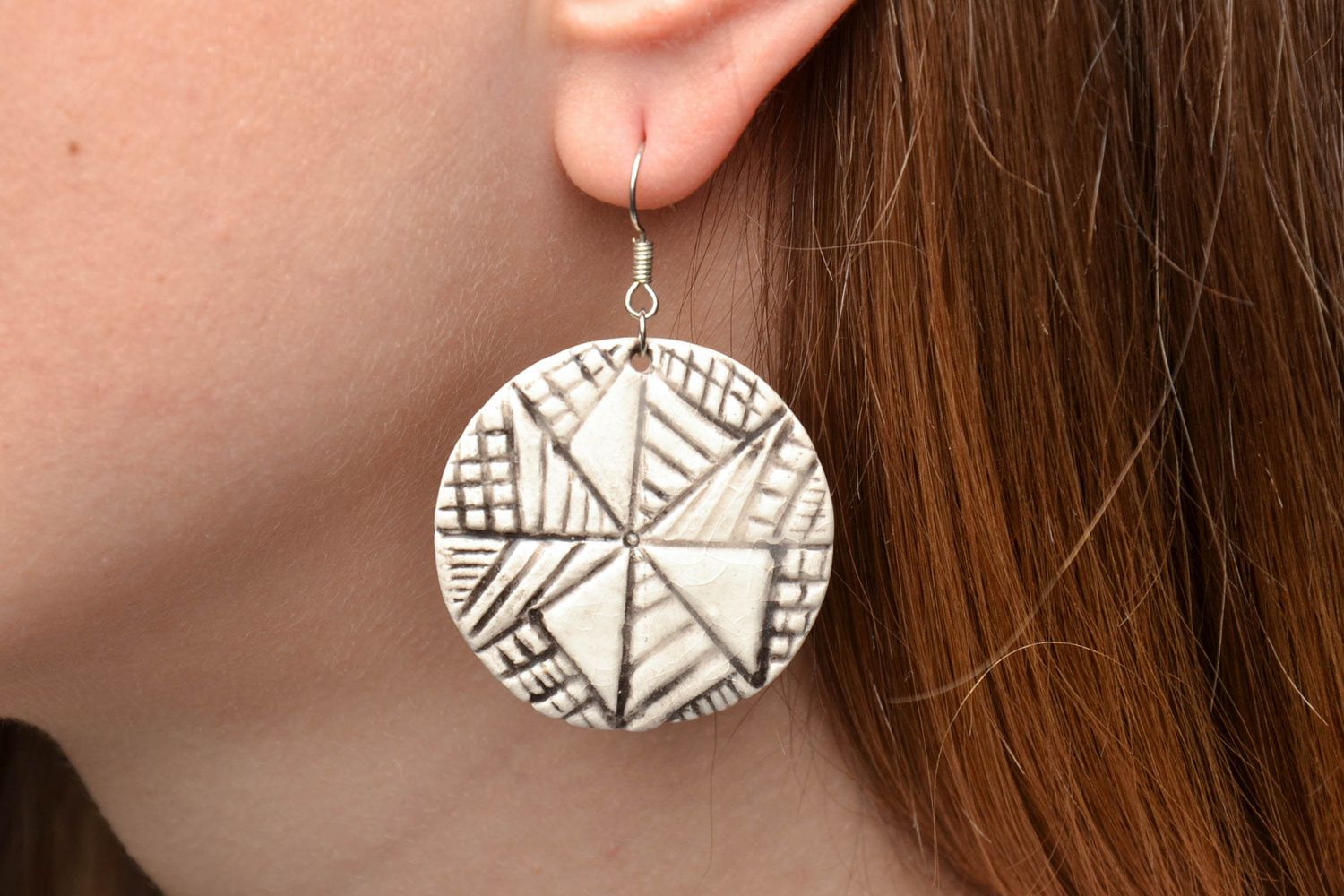 Ceramic earrings Geometry photo 5