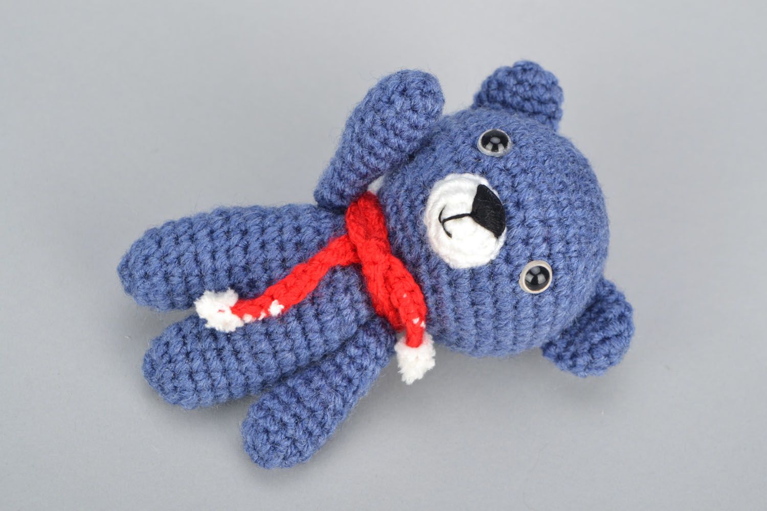 Osito de peluche azul hecho a mano juguete de ganchillo regalo para niño  foto 3