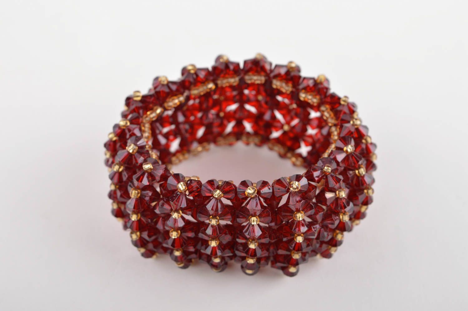 Bracelet rouge Bijou fait main cristaux perles de rocaille Cadeau femme photo 2