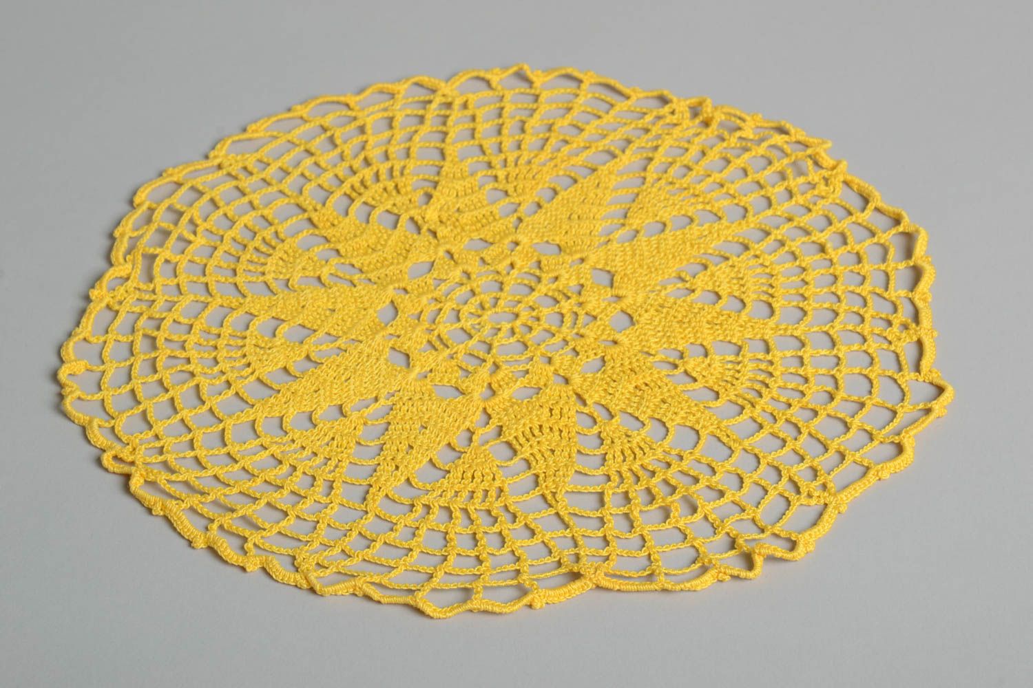 Leinen Serviette Tisch Decke handmade Deko runde Tischdecke in Gelb ajour foto 2