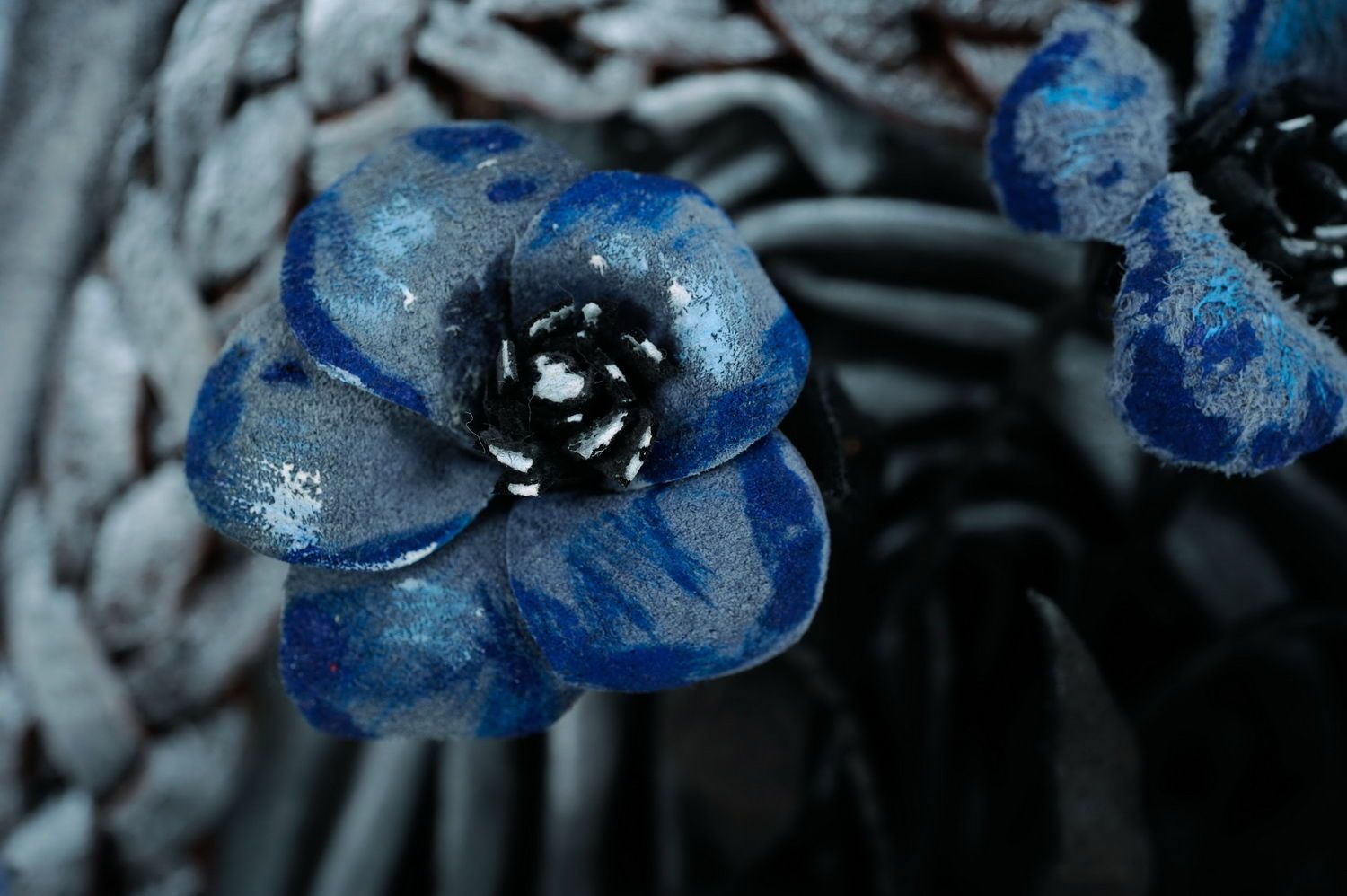 Handmade leather picture Forget-me-nots photo 5