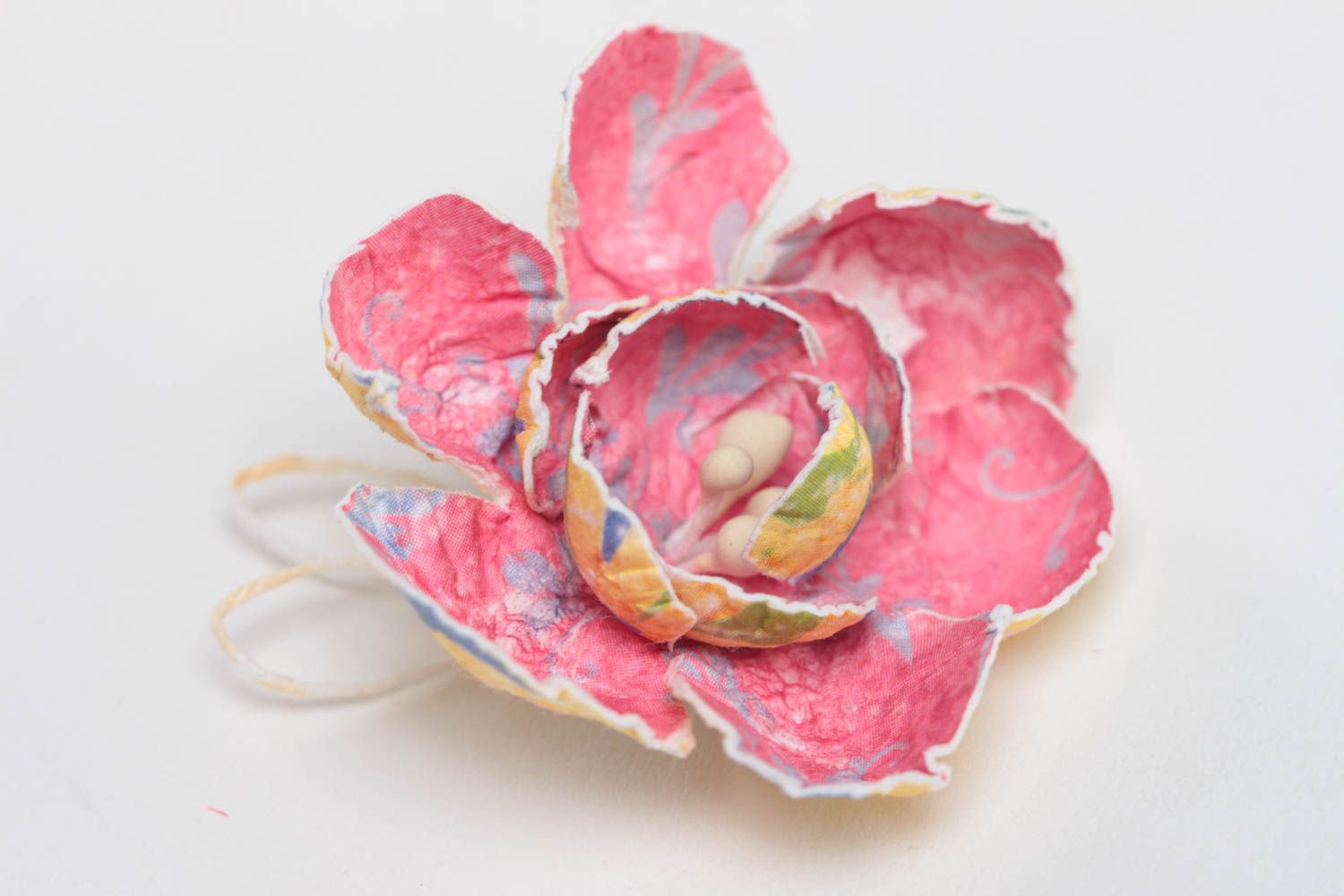Handmade designer pink paper flower for scrapbooking creative work photo 2