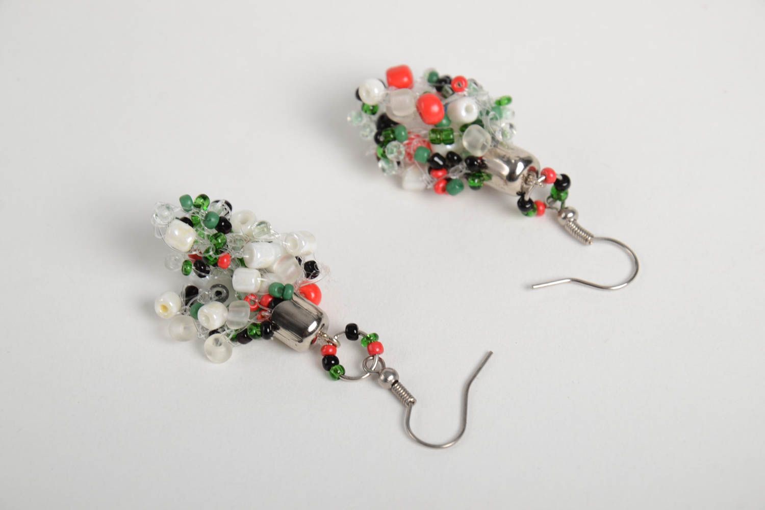 Handmade designer beaded earrings unusual trendy jewelry dangling earrings photo 2