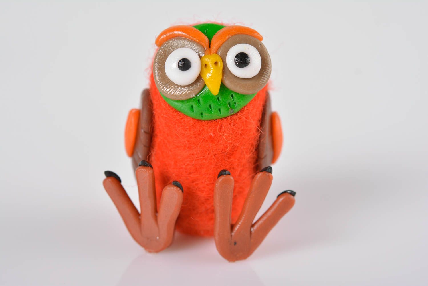 Handmade owl statuette unusual designer toy cute woolen figurine kids gift photo 5