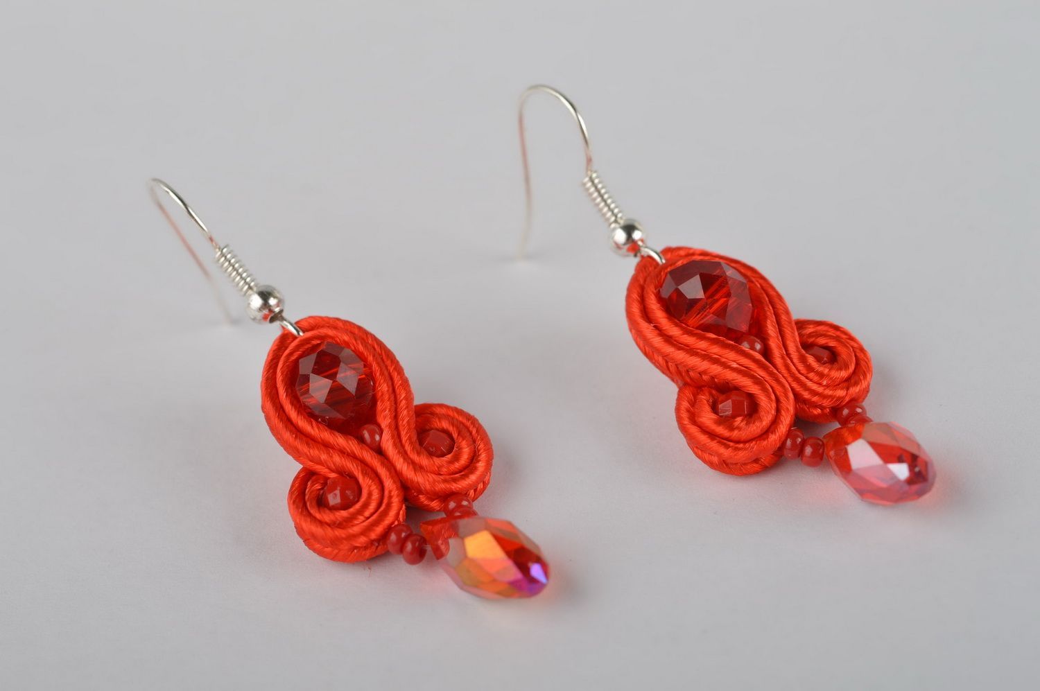 Beautiful handmade soutache earrings beaded earrings textile jewelry designs photo 2