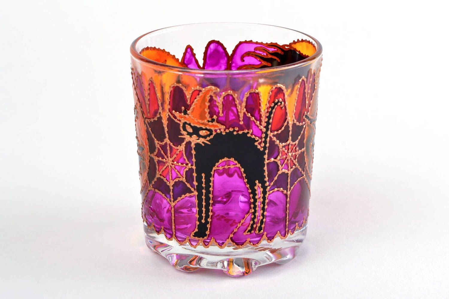 Bemalter Kerzenhalter aus Glas handmade Schmuck für Interieur Halloween  foto 5