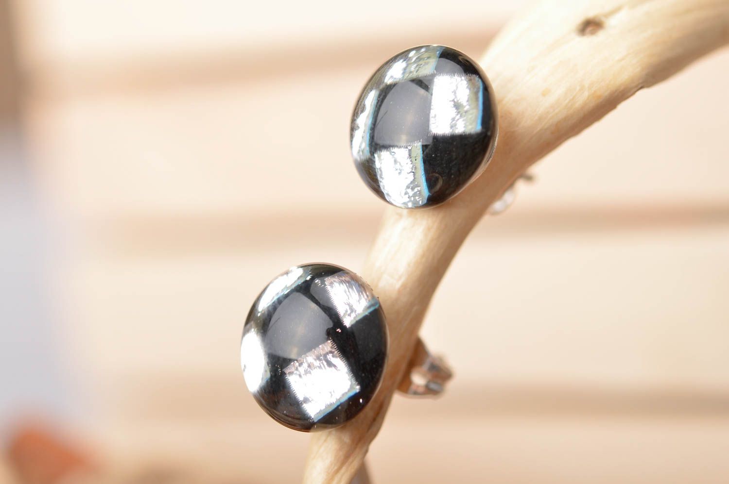 Beautiful handmade glass earrings silver earrings dichroic glass art gift ideas photo 2