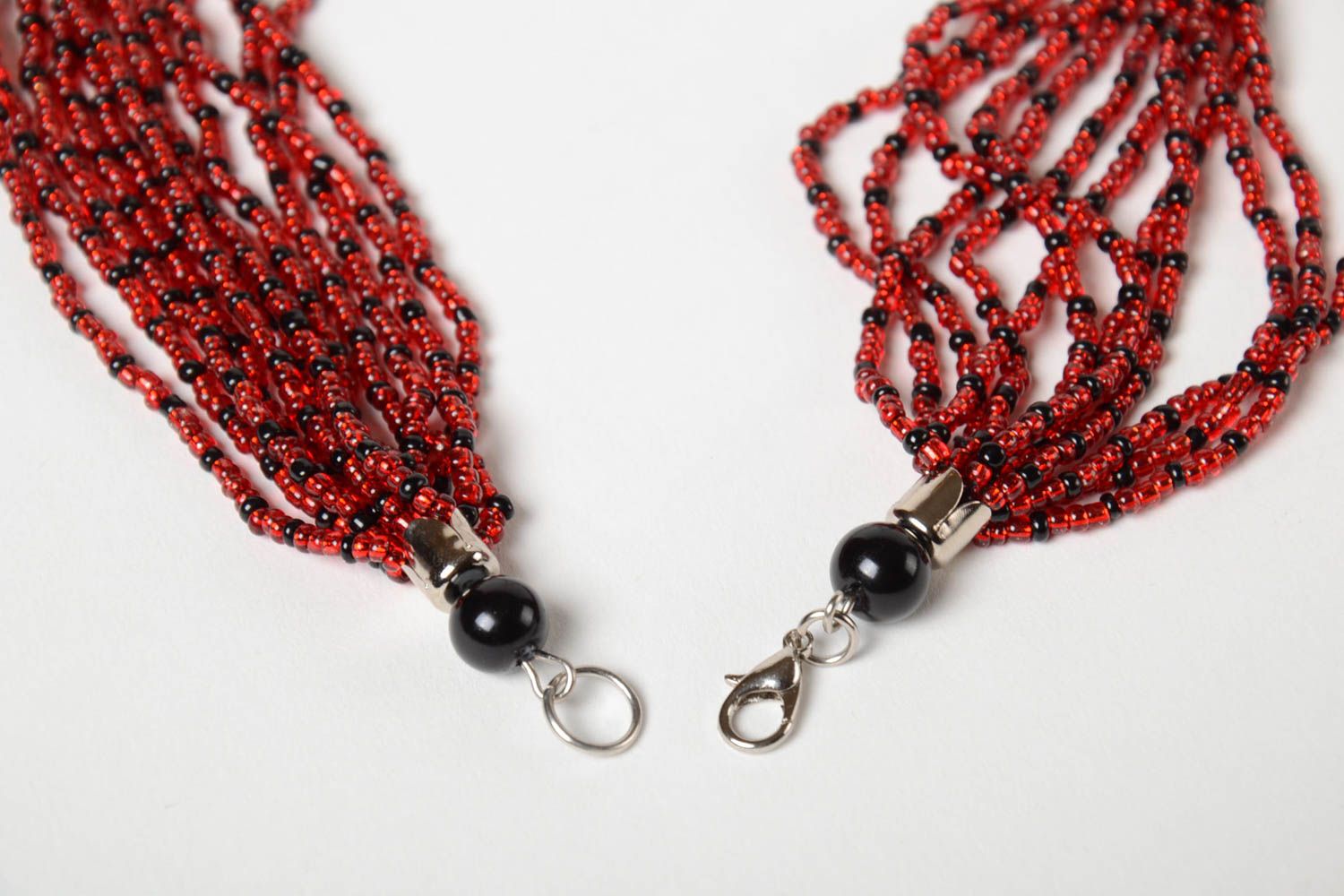 Collier rouge foncé Bijou fait main Cadeau femme multirang en perles de rocaille photo 4