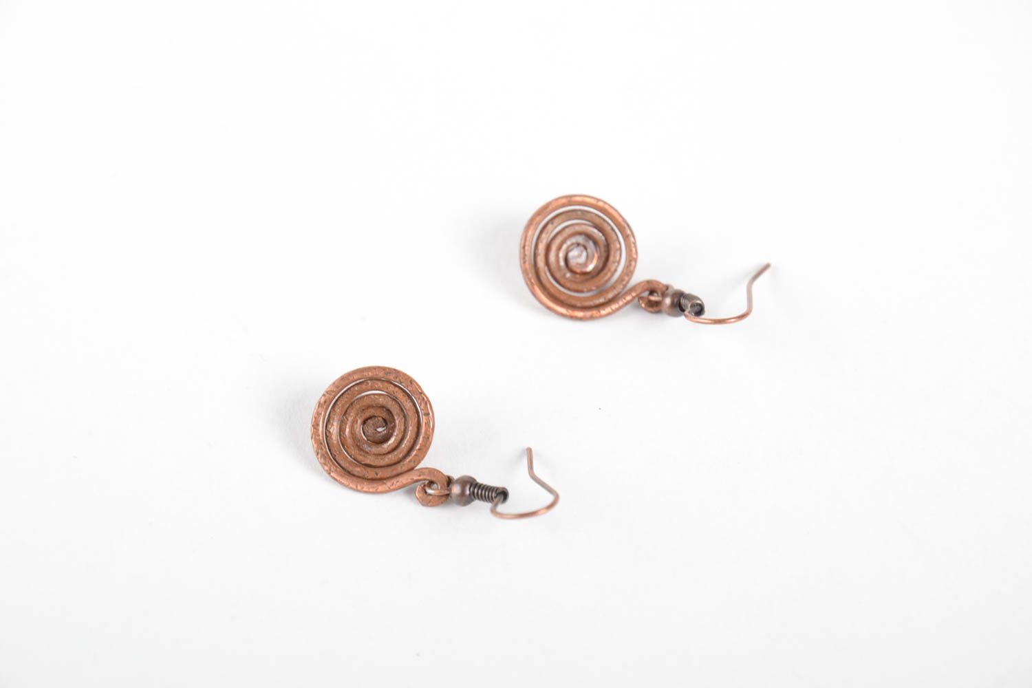 Boucles d'oreilles spirale Bijou fait main en cuivre wire wrapping Cadeau femme photo 2