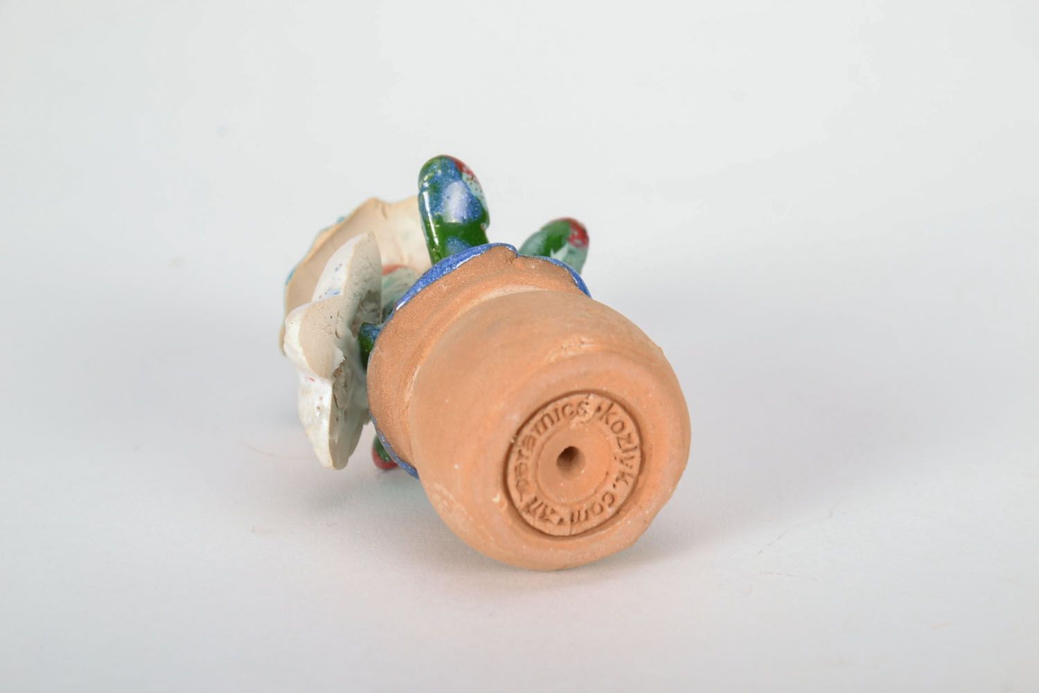 Figurine en céramique originale en forme de cactus faite main peinte d'émaux photo 4