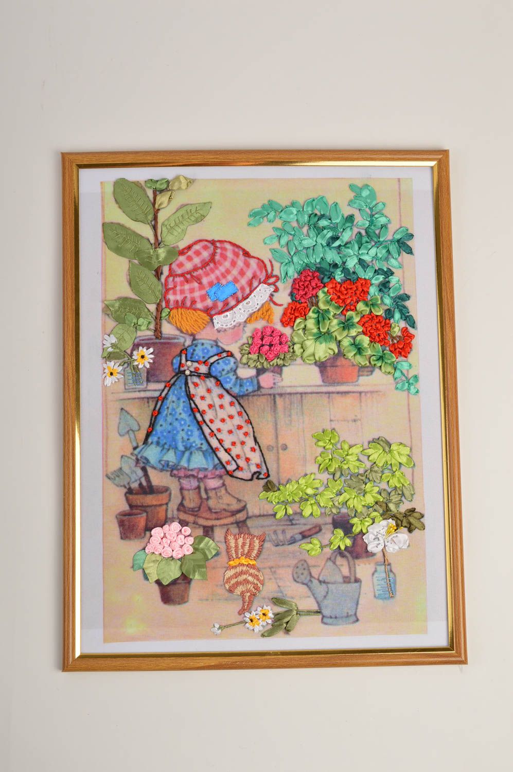 Handmade designer embroidered picture beautiful unusual picture textile painting photo 2
