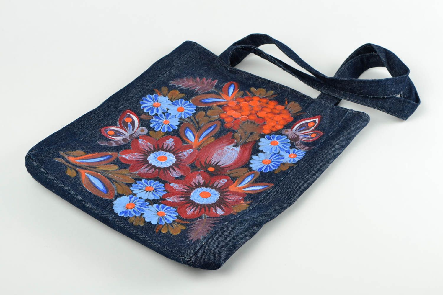 Сумка ручной работы сумка на плечо с росписью текстильная сумка красивая фото 2