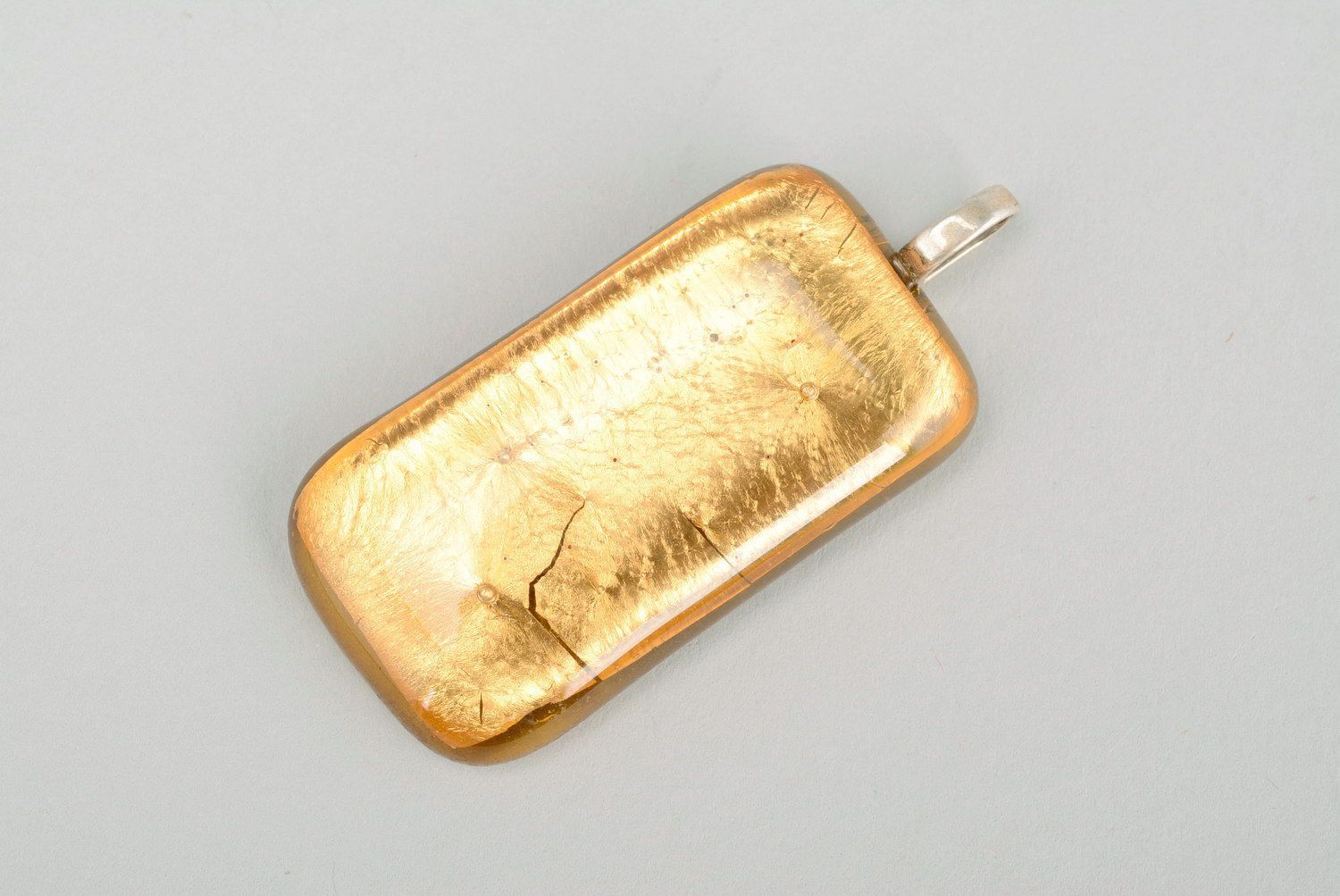 Pendentif fait main réalisé en verre Lingot d'or  photo 2